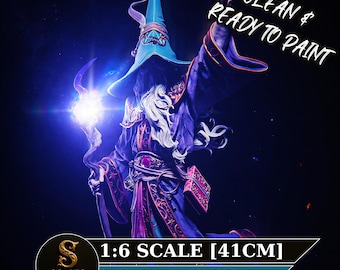 Figura de Merlin em Resina | Colecionável de Mago Fantástico | Kit de Montagem | Impressão 3D sem Pintura