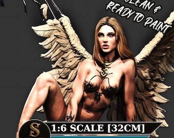 Figura de resina Fawal | Deusa guerreira alada colecionável de fantasia | Kit de modelo | Impressão 3D sem pintura