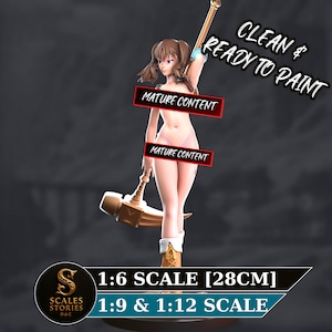 Fantasy Anime Hammer Girl Konstnärlig Samlarfigur | Omålad Resin Mogen Garagebyggsats | Diane