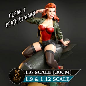 Flygvapenflicka Bombshell Resinfigur Omålad 3D-utskriven Garagebyggsats - Pin Up Collectible