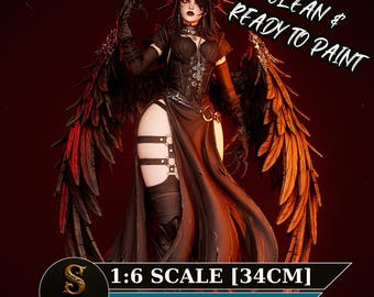 Corrupted Nun Resin Figure | Collectible Female Fallen Angel | Model Kit | Unpainted 3D Printed