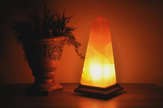 9" Himalayan Salt Lamp in Obelisk Design – Authentic Crystal Night Light for Relaxation