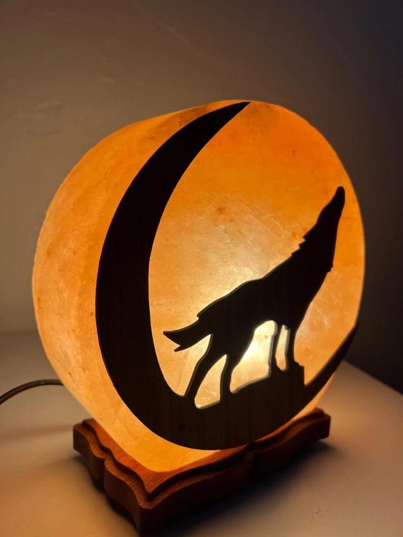 Authentic Himalayan Pink Crystal Salt Wolf Lamp – 100% Natural Healing Rock Light