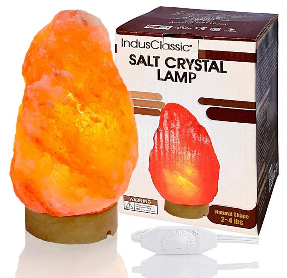 Hand-Carved Himalayan Salt Lamp with Wooden Base – 2–4 lbs Natural Air Purifier