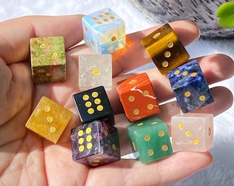 Natural Gemstone Cube Dice - Six-Sided Crystal D6 - Polished Stone Dice - Reiki Healing Tool - Tabletop RPG Accessory - Unique Gift