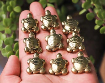 Pyrite Turtle Carving - Golden Fool's Gold Figurine - Wealth & Abundance Symbol - Hand-Carved Crystal Turtle - Prosperity Gift