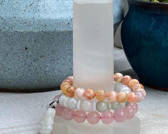 Selenite Cylinder Bracelet Holder - Crystal Energy Cleanser - Minimalist Jewelry Stand - Nightstand Organizer - Charging Station