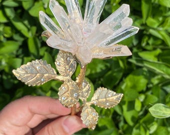 Clear Quartz Flower - Crystal Blossom Cluster - Raw Radiating Quartz Points - Healing Stone - Unique Home Decor