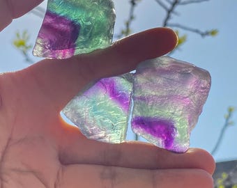 Rainbow Fluorite Raw - Natural Multi-Color Crystal Specimen - Banded Red Green Gem - Healing Stone - Unique Mineral