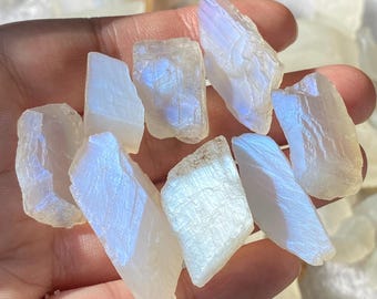 Raw White Moonstone - Natural Adularescent Crystal - Feminine Energy & Intuition Stone - Healing Specimen - Rough Crystal