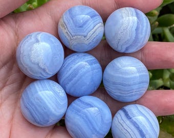 Blue Lace Agate Sphere - Polished Calming Crystal Ball - Throat Chakra Stone - Meditation Sphere - Serenity Decor