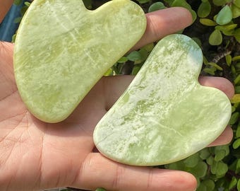 Natural Jade Gua Sha Carving , Authentic Jadeite Facial Tool , Jade Roller, Reiki Healing Stone