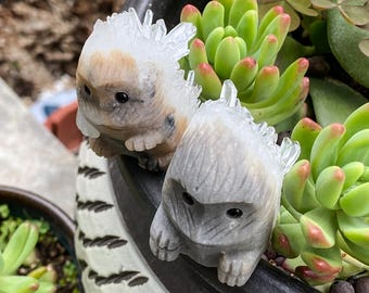 Rare Sphalerite Cluster Hedgehog Carving - Natural Sparkling Hedgehog - Unique Crystal Art - Collector's Gemstone Sculpture