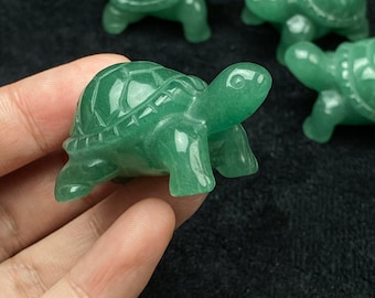 Natural Green Aventurine Turtle - Luck & Prosperity Carving - Hand-Polished Stone Figurine - Feng Shui Wealth Charm - Crystal Gift