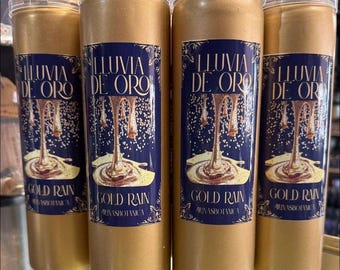 Gold Rain Lluvia De Oro 7 Day Ritual Candle by 4 Lunas Botanica