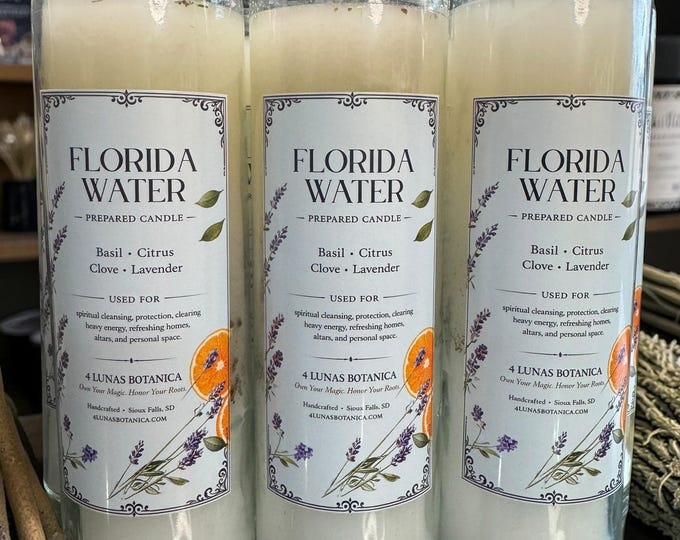 Featured listing image: Florida Water Prepared Candle | Cleansing, Blessings, Spiritual Refreshment, Purification & Renewal