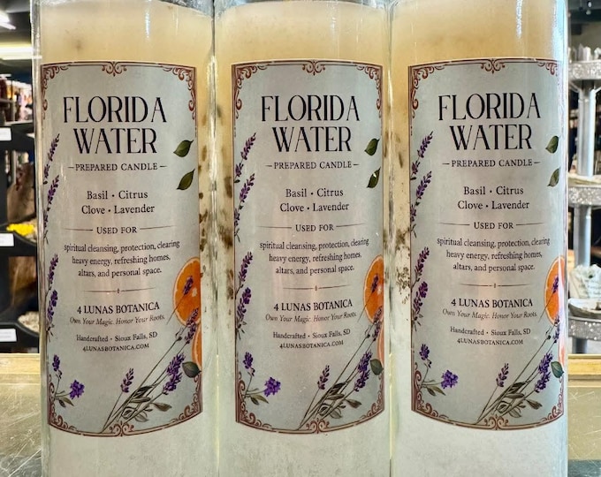 Featured listing image: Florida Water, Prepared Candle, Spiritual Cleansing by 4 Lunas Botanica