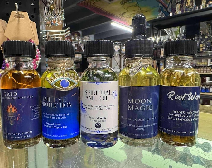 Featured listing image: Luxury Spiritual Anointing Oil by 4 Lunas Botanica; Money Draw, FAFO, Moon Magic & More