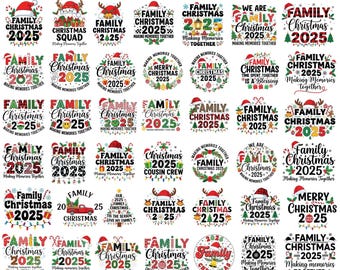 Pacchetto PNG di Natale in famiglia 2025, PNG di gruppo natalizio, PNG di Natale coordinato, PNG di Natale in famiglia, PNG di gruppo natalizio, design di magliette per la famiglia
