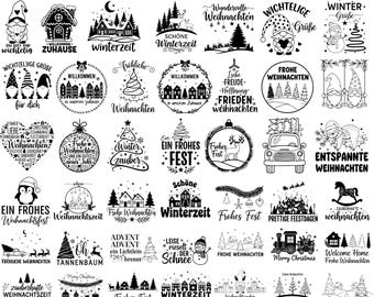 Christmas Plotter File Svg Bundle, Plotterdatei weihnachten Svg, Christmas Houses, German Svg, Weihnachten Svg, Christmas Svg, For Cricut