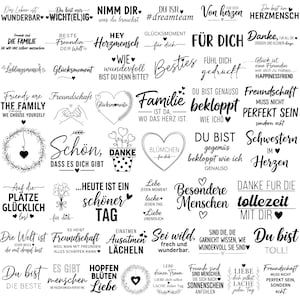 Peut inclure: Plusieurs motifs de texte en noir et blanc avec des phrases et des citations vari&eacute;es, notamment les mots "famille", "amour" et "amiti&eacute;". Les motifs sont dans une vari&eacute;t&eacute; de polices et de styles, adapt&eacute;s &agrave; l'artisanat ou aux imprimables.