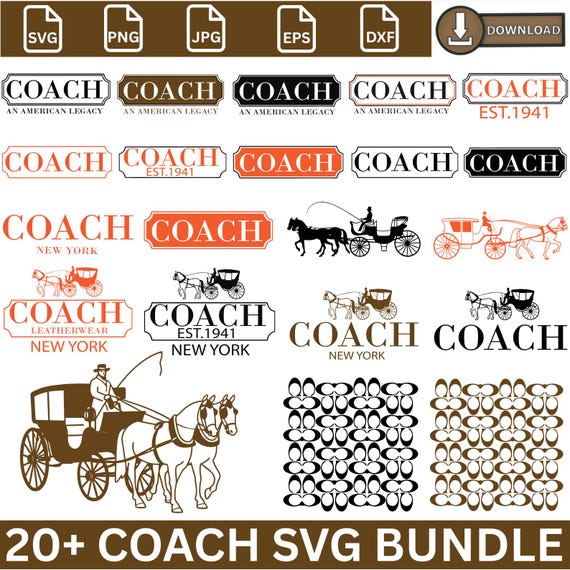 Coach 1941 Svg Bundle, Coach Png, Commercial Use, Luxury Horse Carriage SVG, Vintage Fashion Carriage Logo, Silhouette, Digital download