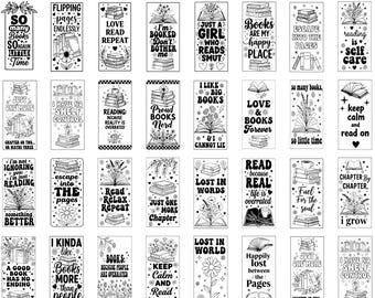 2x6 inch Bookmark SVG Bundle, Reading Svg, Bookmark Template Svg, Bookmark Png, Funny Bookmark Svg, Books Svg, Retro Book, Bookmark Quote