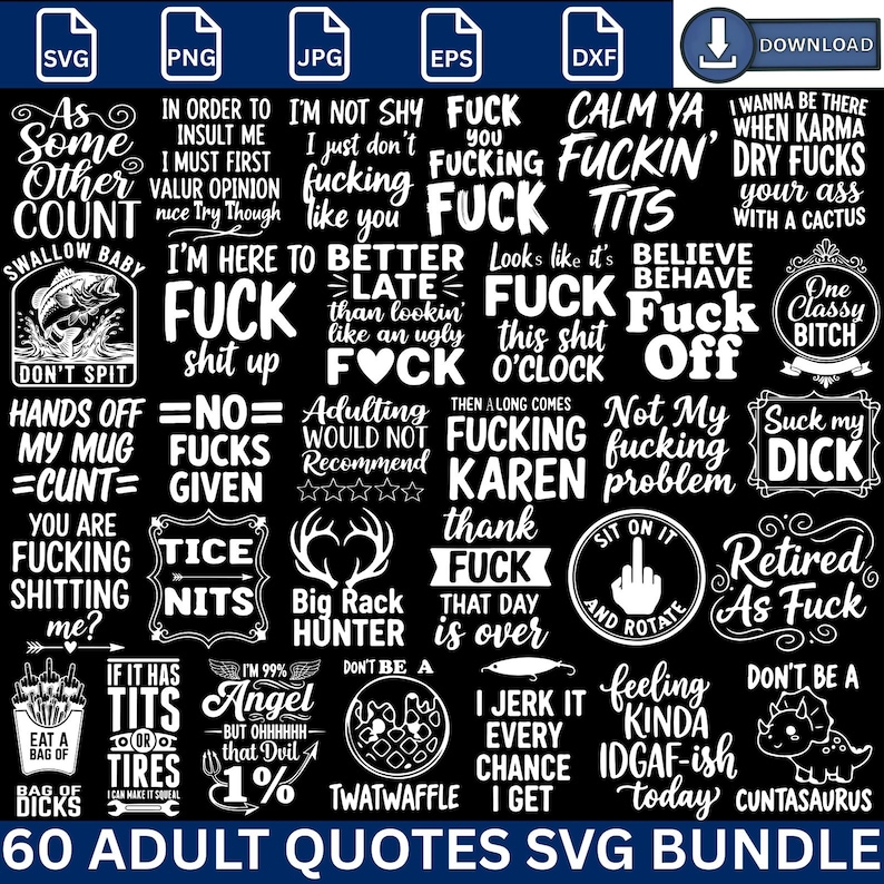 Vuxencitat Svg Png-paket, Vuxen Svg, Roliga citat SVG, Rolig Vuxen Svg, Oförskämd Svg, Smutsig Vuxen Svg, Sarkastisk Svg, Klippfiler för Cricut bild 2