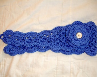 MADE TO ORDER Lacy Crochet Headband with Flower Clip