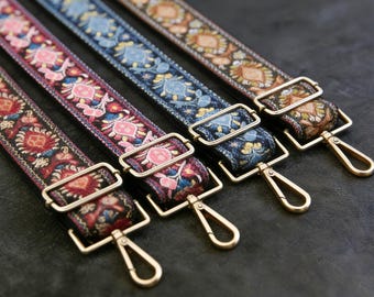 Retro Jacquard Purse Strap, 2" wide adjustable crossbody bag strap, Adjustable Crossbody Purse Strap Bag Accessory