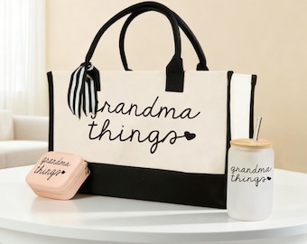 Canvas draagtas oma dingen/gepersonaliseerd omacadeau/Moederdagcadeau/cadeau voor oma/cadeau voor nieuwe oma/oma's verjaardagscadeau