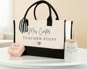 Personalized Teacher Canvas Tote Bag: Custom Appreciation Gift