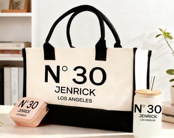 Personalized Tote Bag for Women,30th Birthday Gift for Best Friend,Custom Name and City Tote,Dirty Thirty Gift,Unique Birthday Gift for Her