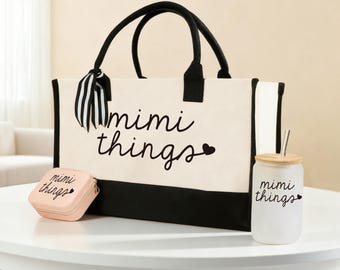Mimi-dingen canvas draagtas/gepersonaliseerd omacadeau/Moederdagcadeau/cadeau voor oma/cadeau voor nieuwe oma/oma's verjaardagscadeau