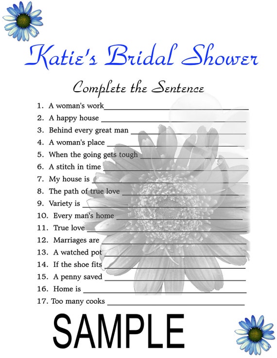 Items similar to Floral Bridal Shower The Sentence (Digital File) on Etsy