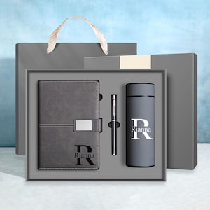 Custom Engraved Notebook With Pen, Leather Notebook Set, End Of Year Thank You Gift, Matching Pen, Custom Graduation Gifts, New Job Present