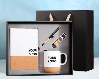 Personalized Notebook Mug & Keychain Set | Custom Logo Gift Box | Corporate Client Employee Gift