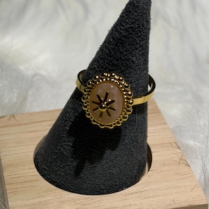 Starburst Ring 18k Gold Plated Stainless Steel, Vintage Celestial Sun Ring for Women, Tarnish Resistant Statement Ring, Boho Jewelry Gift