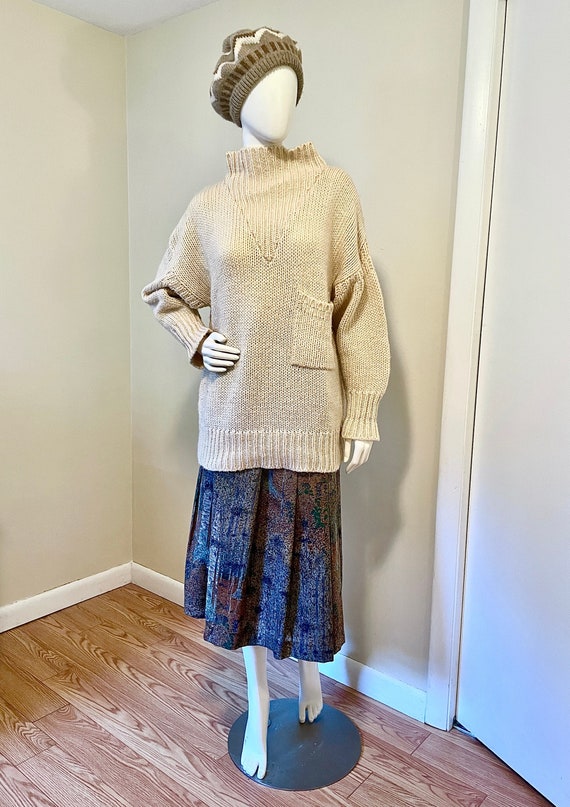 Vintage 1980s Oversized Turtleneck Chunky Knit Swe