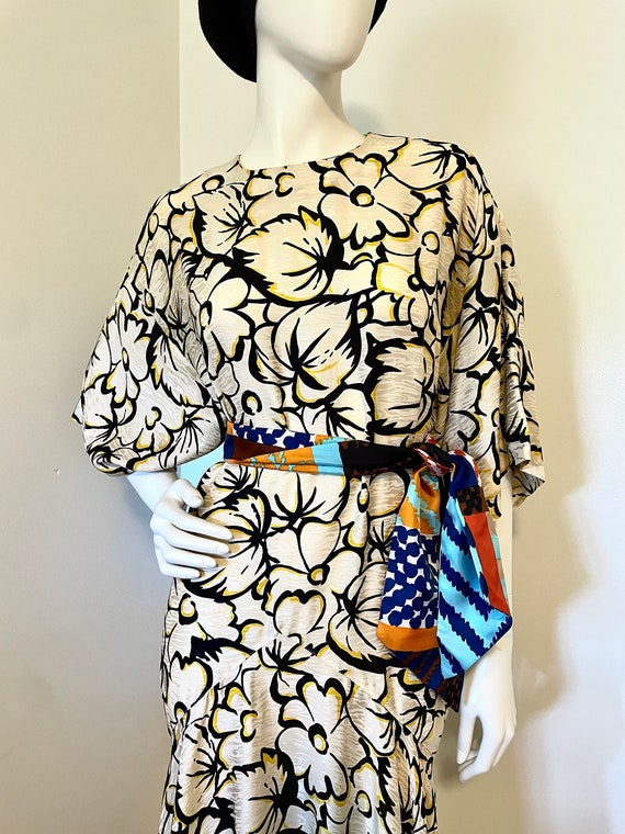 Vintage 1980s does 1930s Silk Floral Dress size S… - image 6