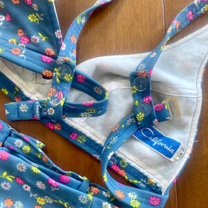 50’s/60’s Indigo Blue Floral Print Swimsuit