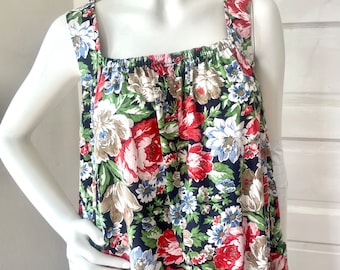 Vintage 1970s Summer Floral Boho Maxi Dress size Large / Extra Large/ Plus Size