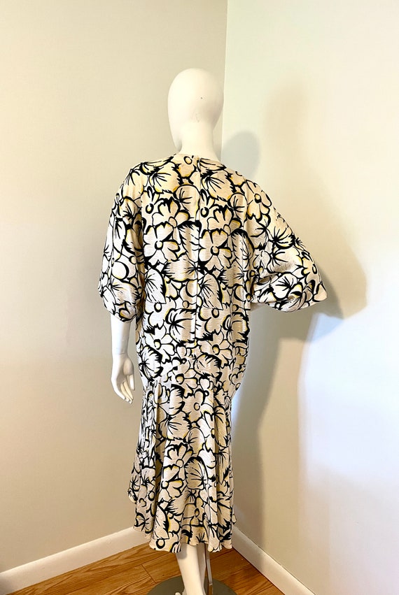 Vintage 1980s does 1930s Silk Floral Dress size S… - image 10