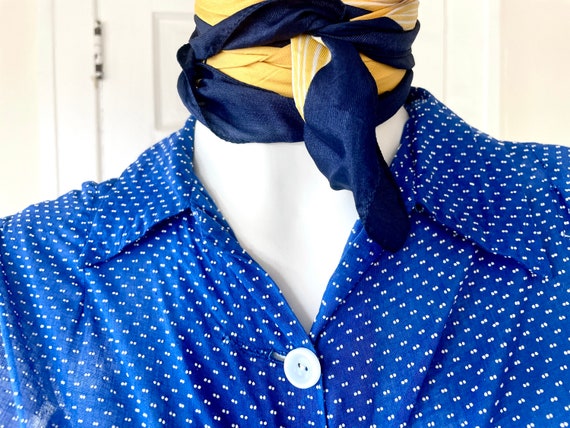Vintage 1930s 1940s Blue Swiss Dot Shirtdress siz… - image 8