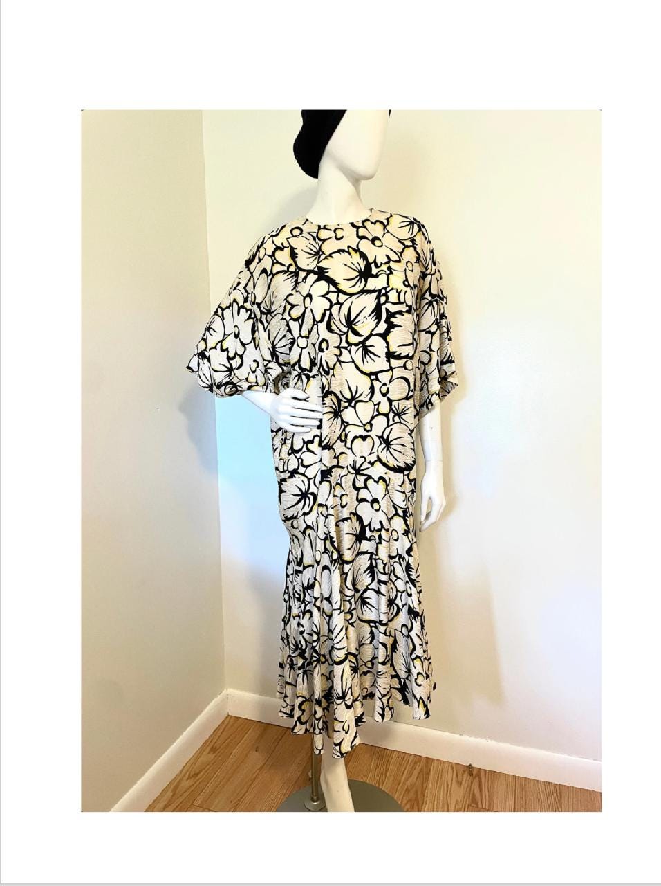 Vintage 1980s does 1930s Silk Floral Dress size Small