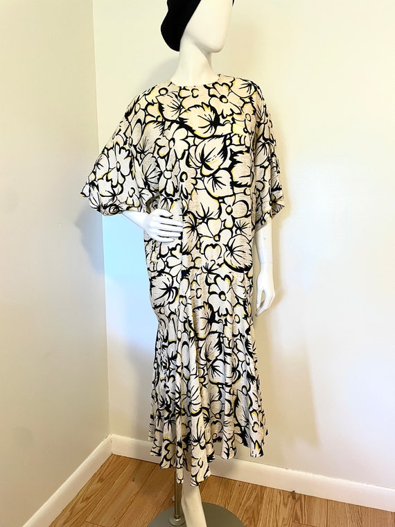 Vintage 1980s does 1930s Silk Floral Dress size S… - image 7