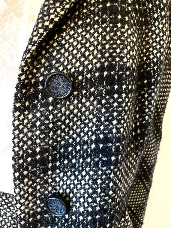 Vintage 1960s Black & White Tweed Coat and Skirt … - image 5