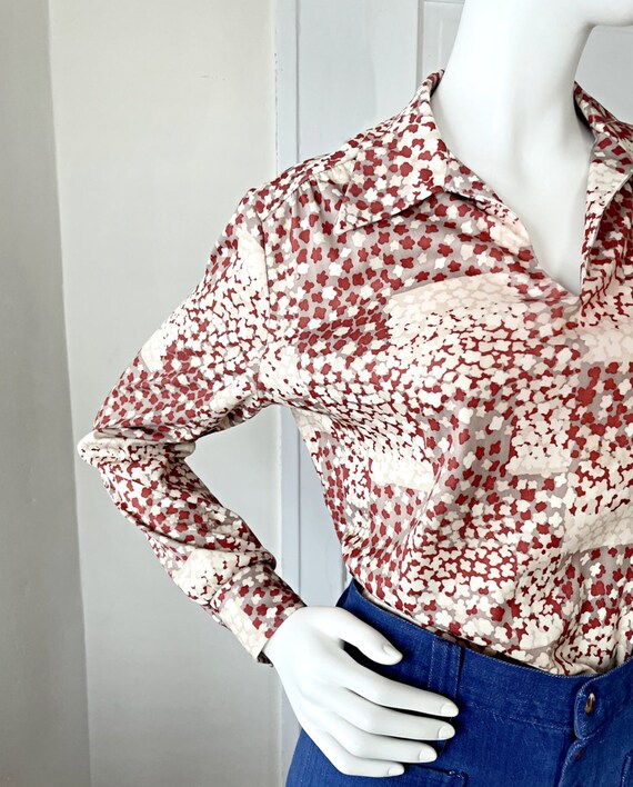 Vintage 1970s Unisex Hippie Floral Collar Shirt s… - image 4