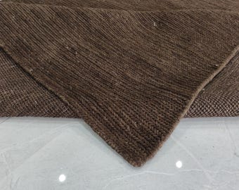 Handwoven Charcoal Brown Wool Braided Rug, Custom Size Available