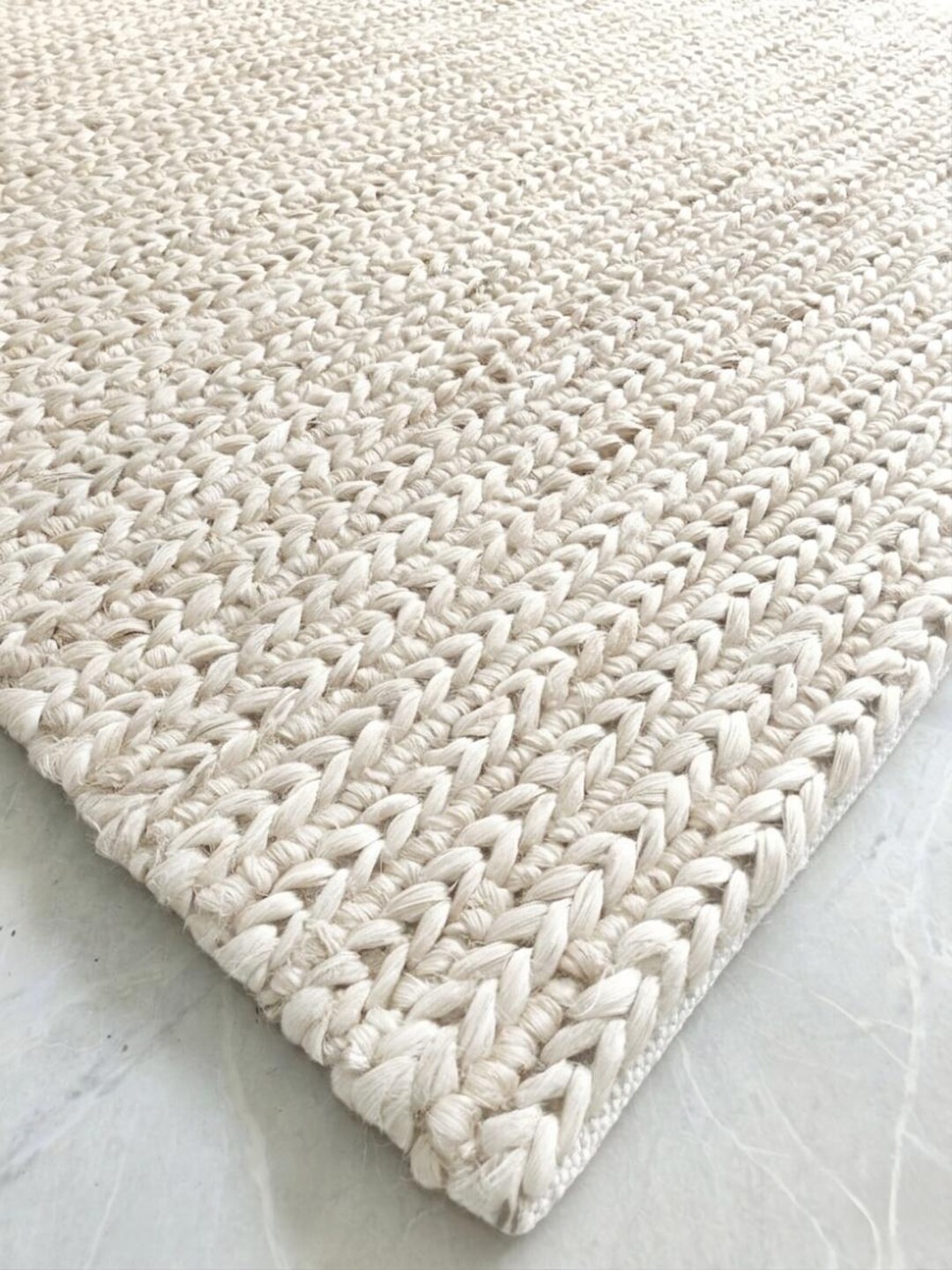 Jute Loop Rug White Braided Jute Loop Rug, Hand Woven Natural Fiber Rug, Customized ...